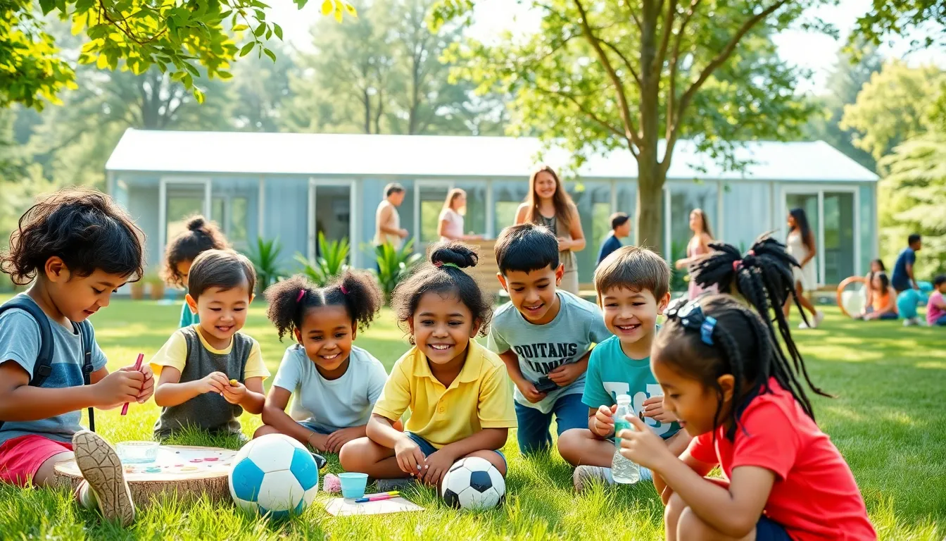 children enjoying activities at Westminster Summer Camp in a lush outdoor setting.