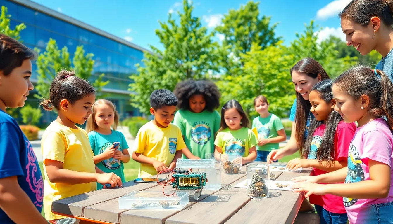 children engaged in hands-on science activities at OMSI Summer Camp.